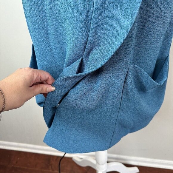 NEW Paris Atelier & Other Stories Womens Blue Faux Wrap Asymmetric Dress 12 - Picture 9 of 16